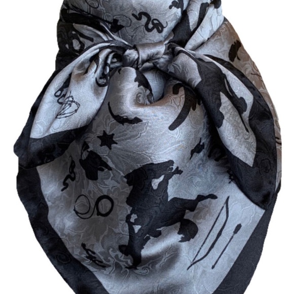 JACQUARD COWBOY SILHOUETTE WESTERN SILK SCARF WILD RAGS - Picture 2 of 2